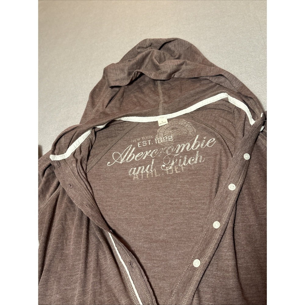 Abercrombie & Fitch Women's Vintage Y2K Quarter Sleeve Hooded Athletic Top - Picture 6 of 6